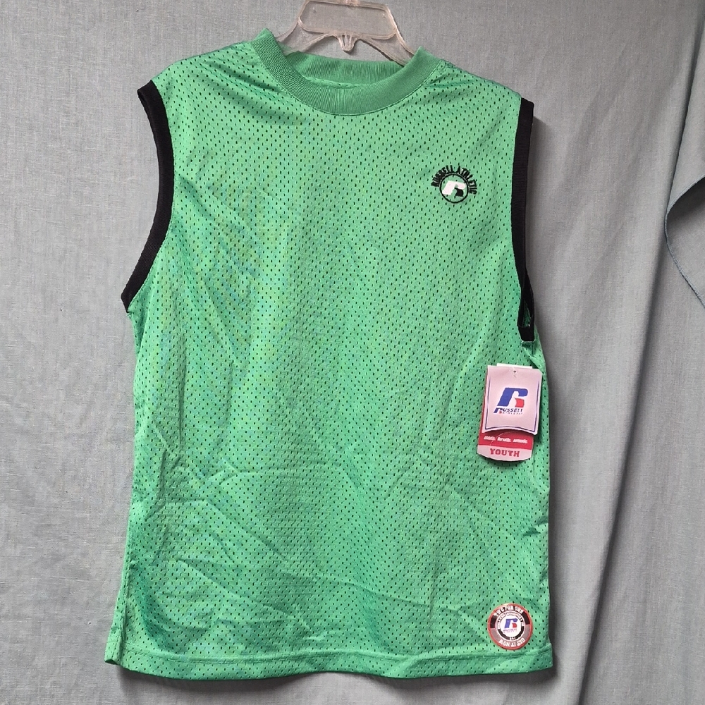 Youth Boys XL 18/20 Russell Athletic Green Mesh Sleeveless Jersey